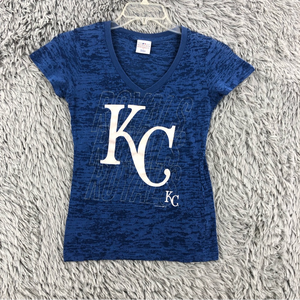 Campus Shirt Lifestyle KC Royals Women’s Medium Burnout Vneck Baseball Tshirt